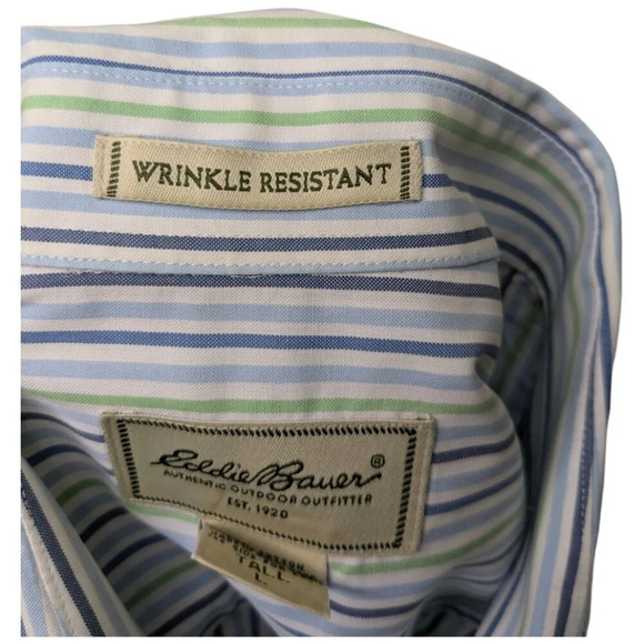Eddie Bauer Men's Wrinkle Resistant Striped Button Down Dress Shirt Size LT - Picture 14 of 16
